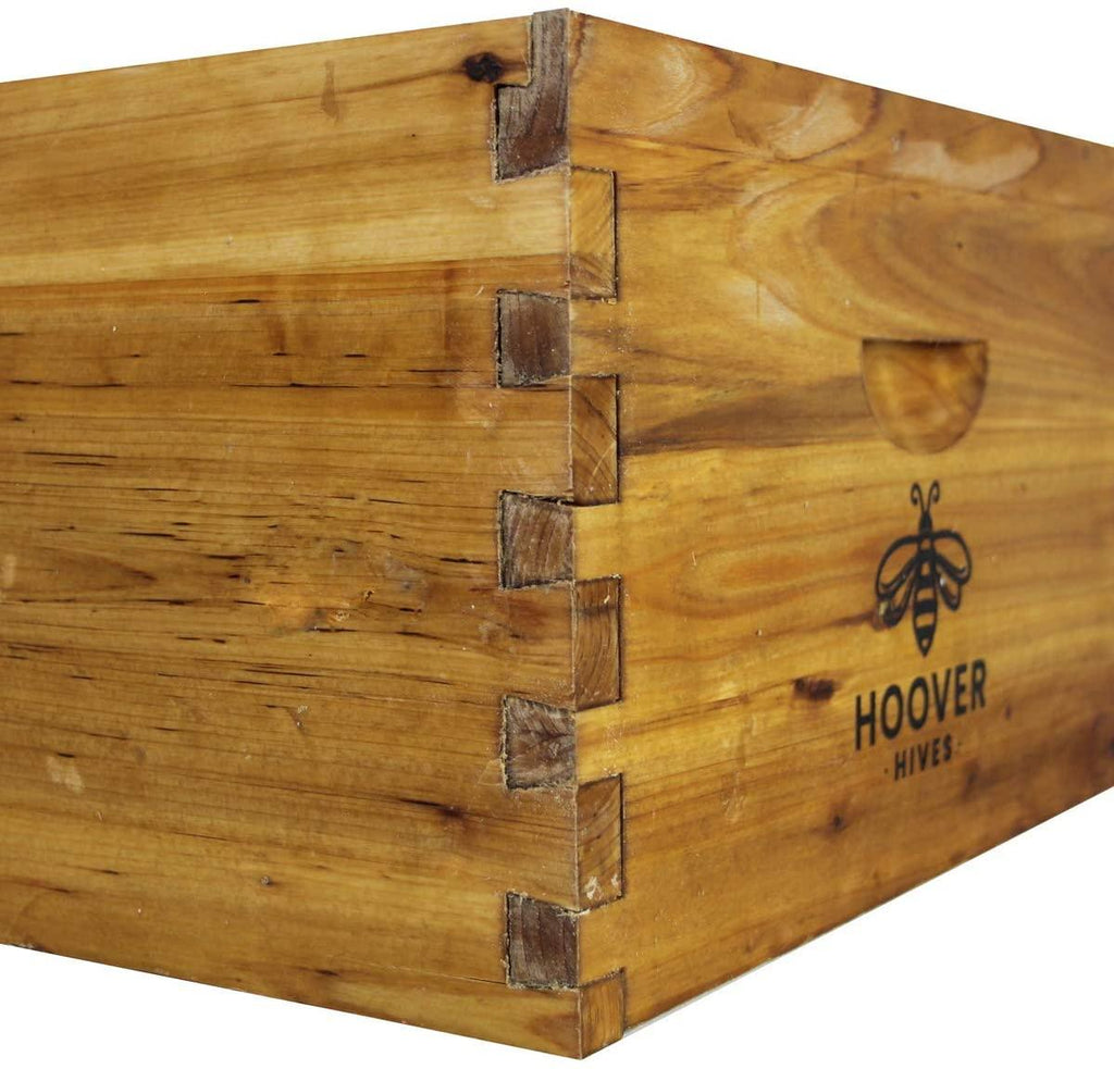 hoover hives 10 frame langstroth beehive dipped in 100% beeswax includes wooden frames &amp; waxed foundations (2 deep boxes, 1 medium box)(fully assembled)