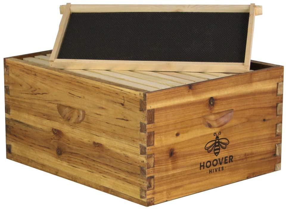 hoover hives 10 frame langstroth beehive dipped in 100% beeswax includes wooden frames &amp; waxed foundations (2 deep boxes, 1 medium box)(fully assembled)