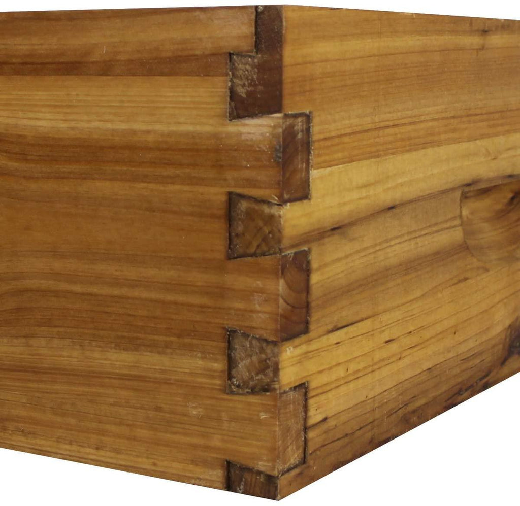 hoover hives 8 frame langstroth beehive dipped in 100% beeswax includes wooden frames &amp; waxed foundations (1 deep box, 1 medium box)