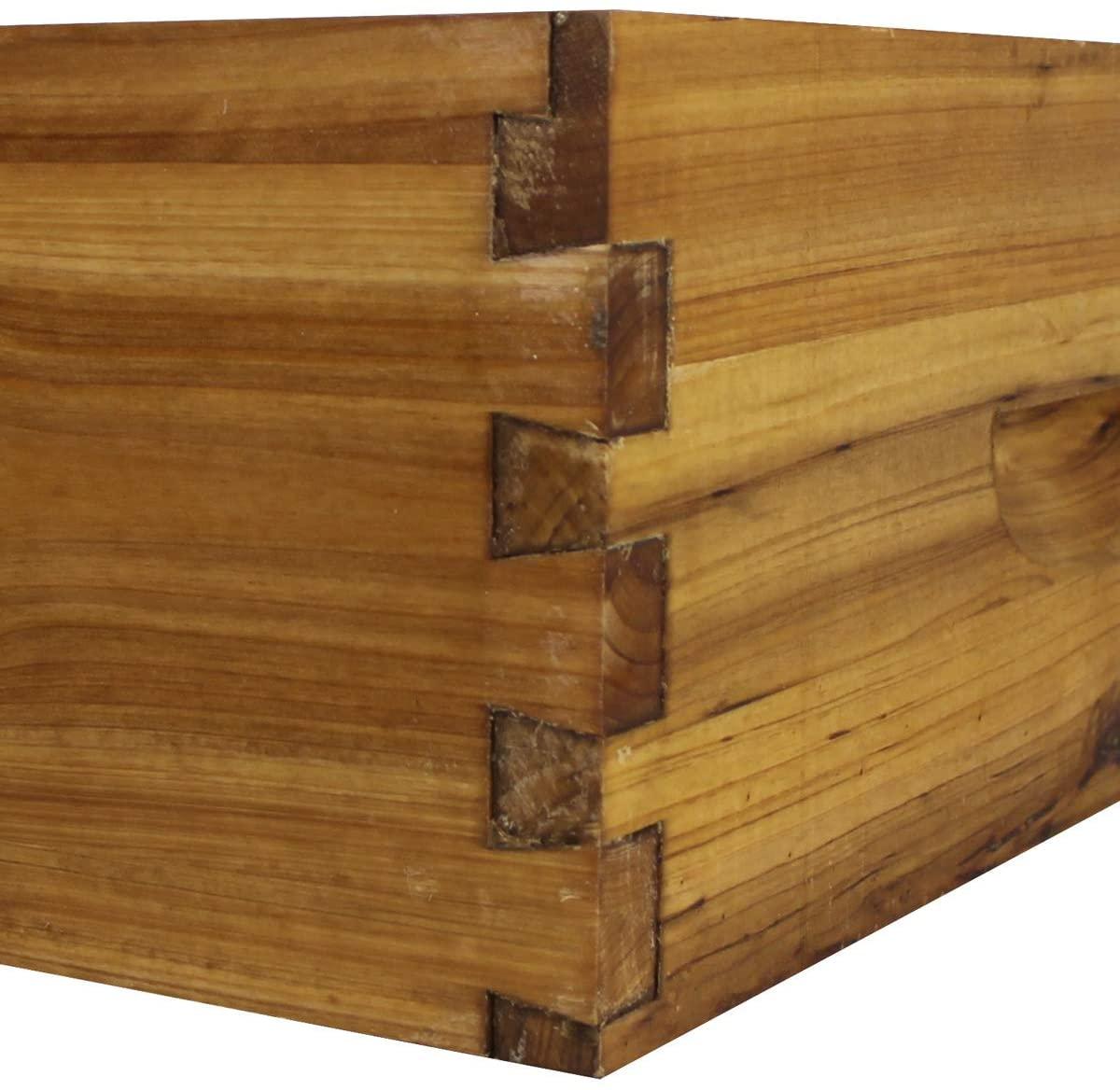 hoover hives 8 frame langstroth beehive dipped in 100% beeswax includes wooden frames &amp; waxed foundations (1 deep box, 1 medium box)