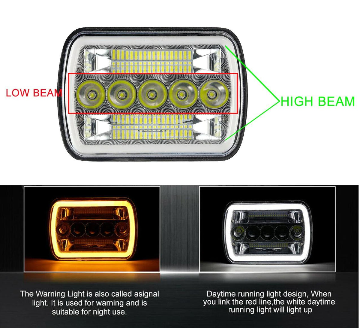 Pair 7x6"LED Headlight Hi/Lo Beam DRL For Chevy Express Cargo Van 1500 2500 3500 Generic