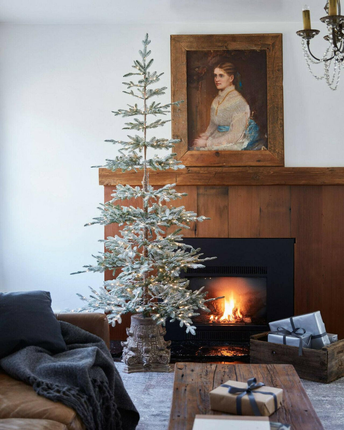 Frosted Alpine Balsam Fir 6.5 Ft Christmas Tree Clear LED  BALSAM HILL
