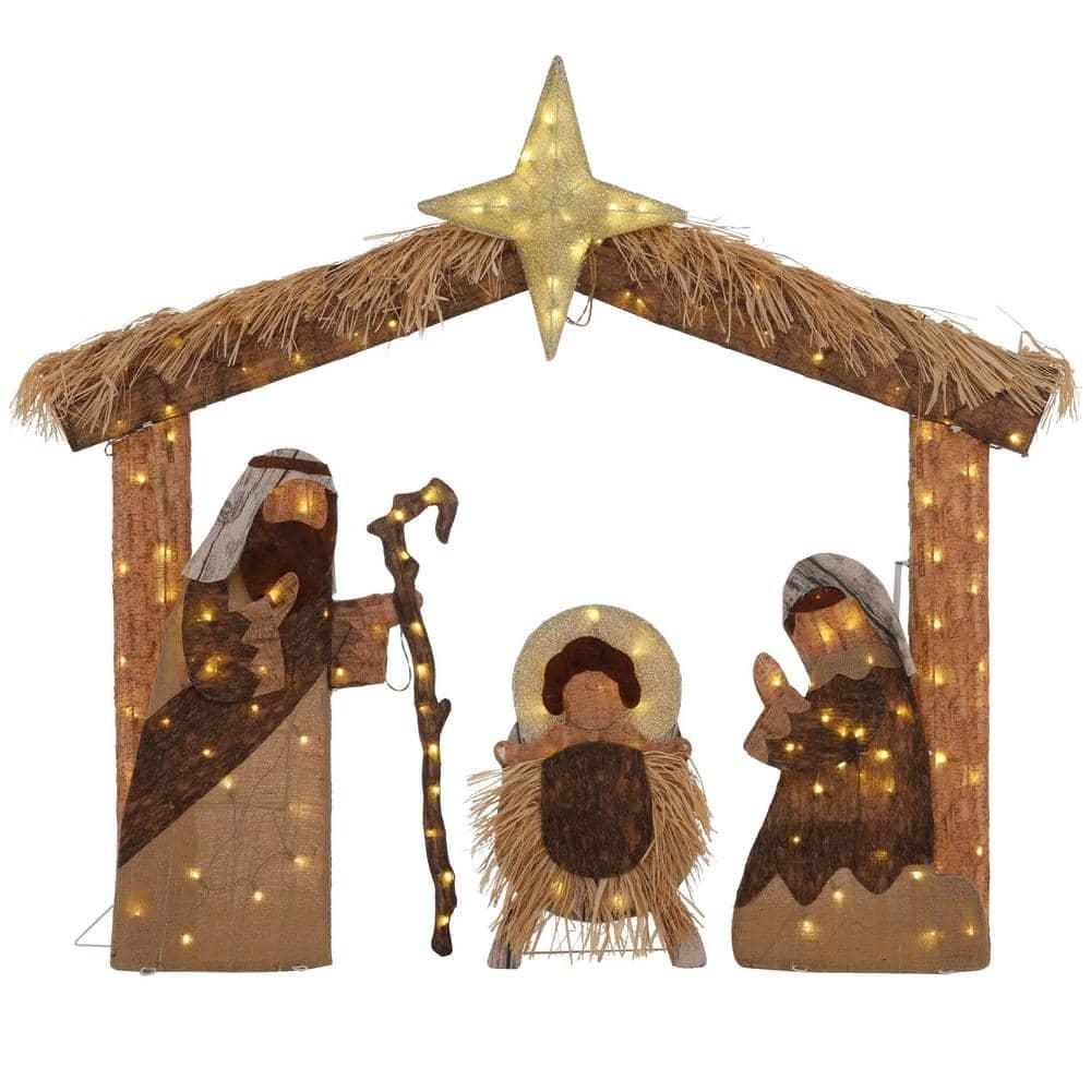 5 ft Warm White LED Nativity Scene Holiday Yard Decoration