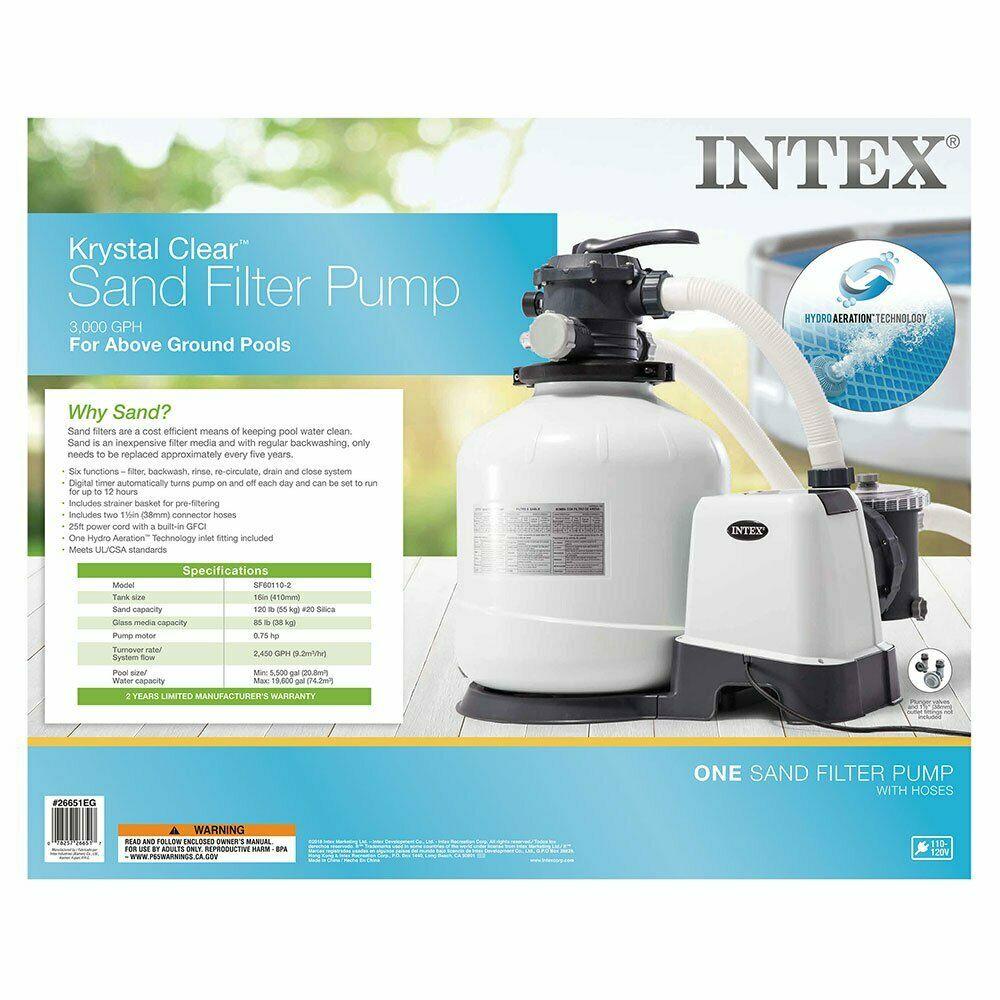 intex pool sand filter pump w/ automatic timer &amp; side vacuum &amp; 1.5” hose 2 pack