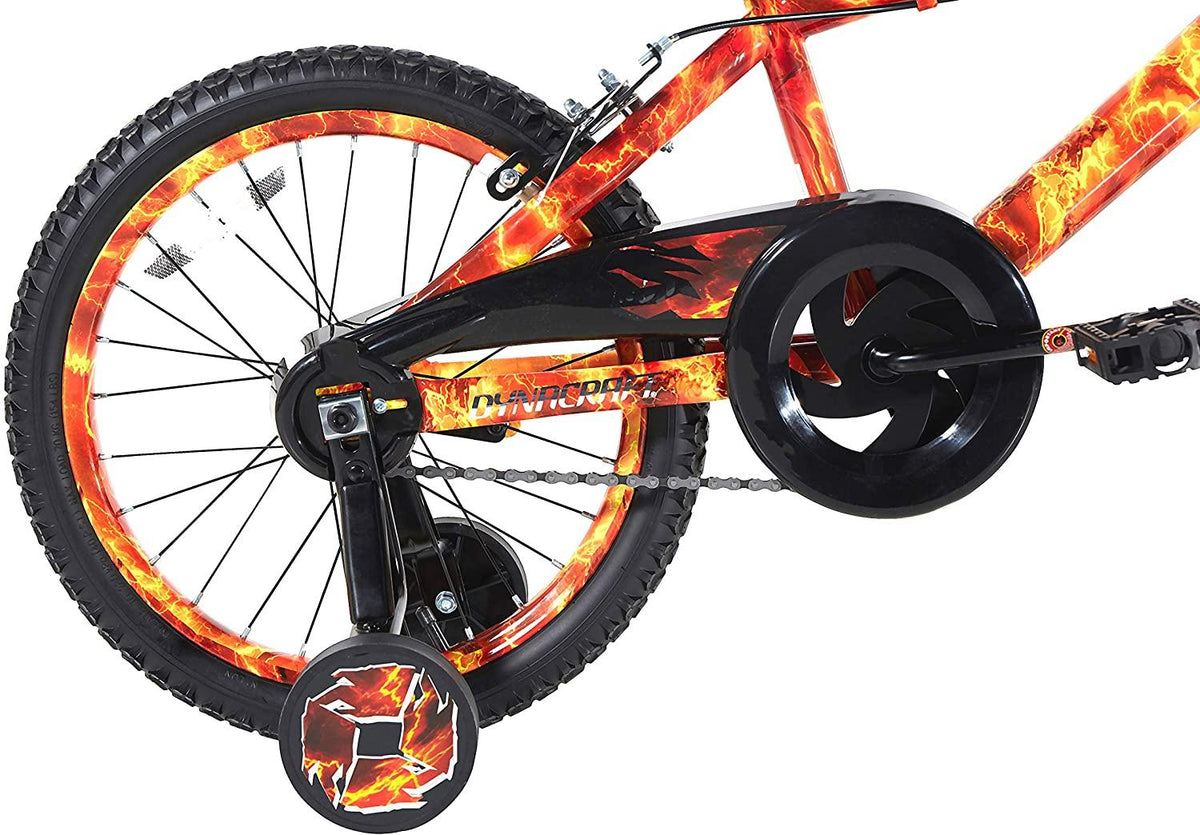 Dycft Your Little Guy is Going to Have a Blast Riding Around, Unique and Exciting 18" Boys Firestorm Bike,with Handlebar Shield,Adjustable,Removable Training Wheels,Front,Rear Caliper Brakes