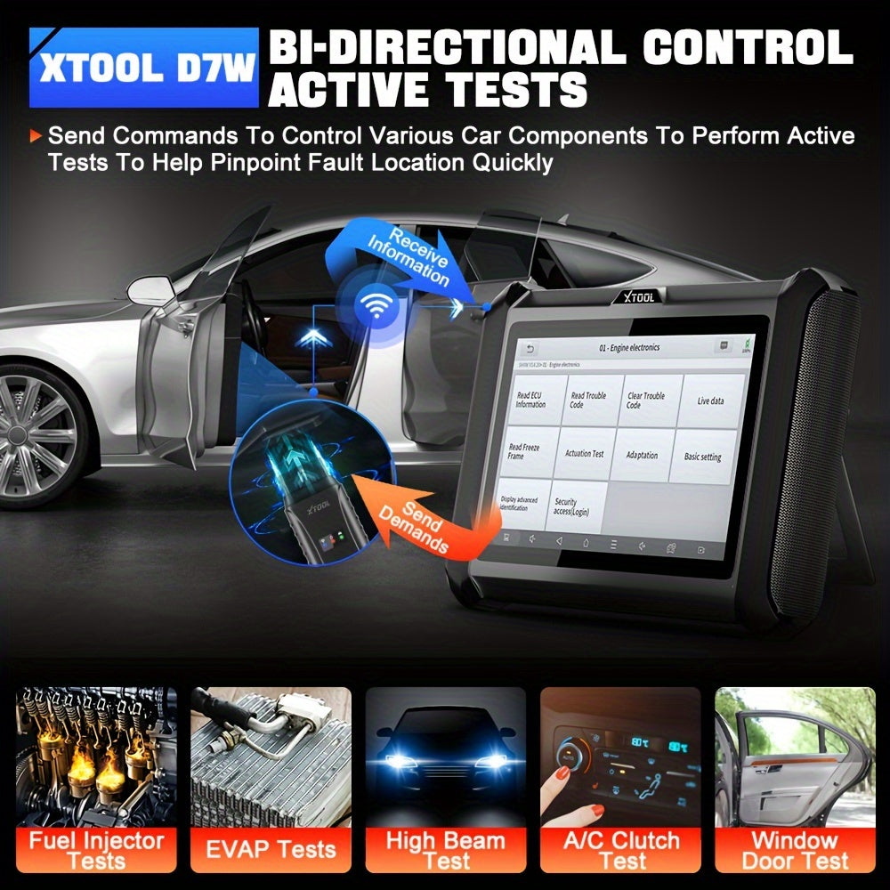XTOOL D7W Wireless All System Car Bidirectional Scanner,  3Year Updates, ECU Coding, CAN FD&DoIP, 36+ Resets, Key Programming, Crank Sensor Relearn