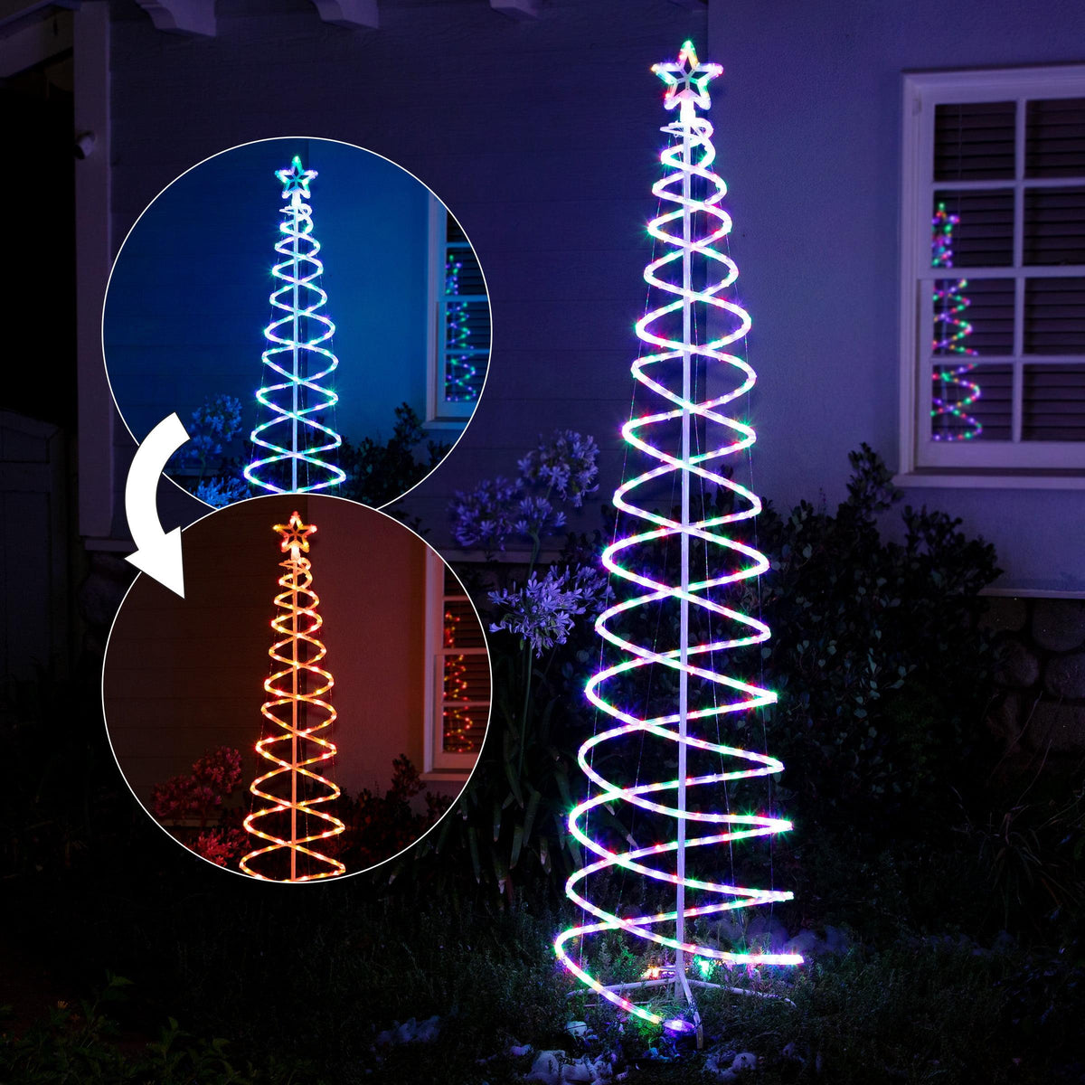 Alpine Corporation 91" Indoor/Outdoor Spiral Christmas Tree with LED Lights, White