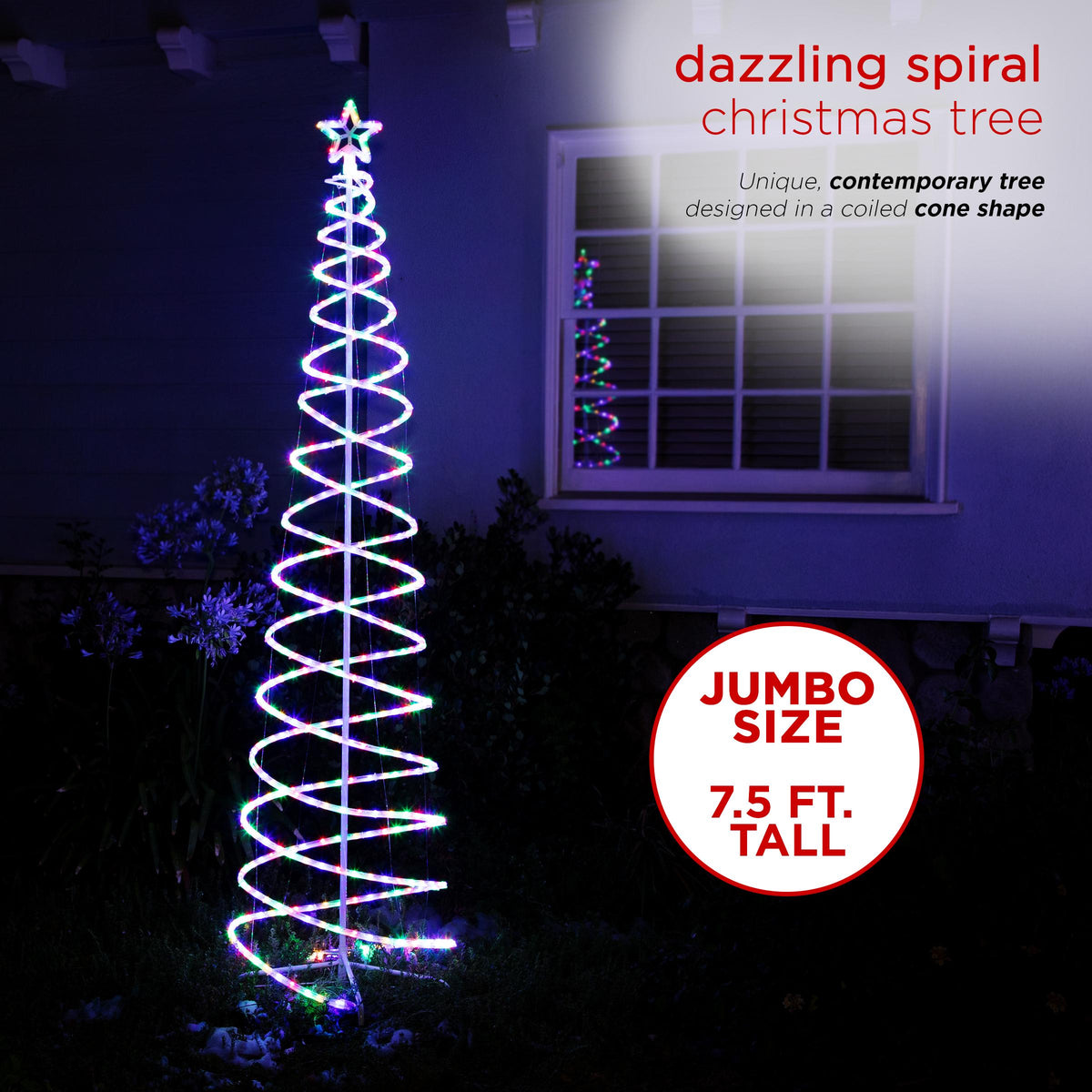 Alpine Corporation 91" Indoor/Outdoor Spiral Christmas Tree with LED Lights, White