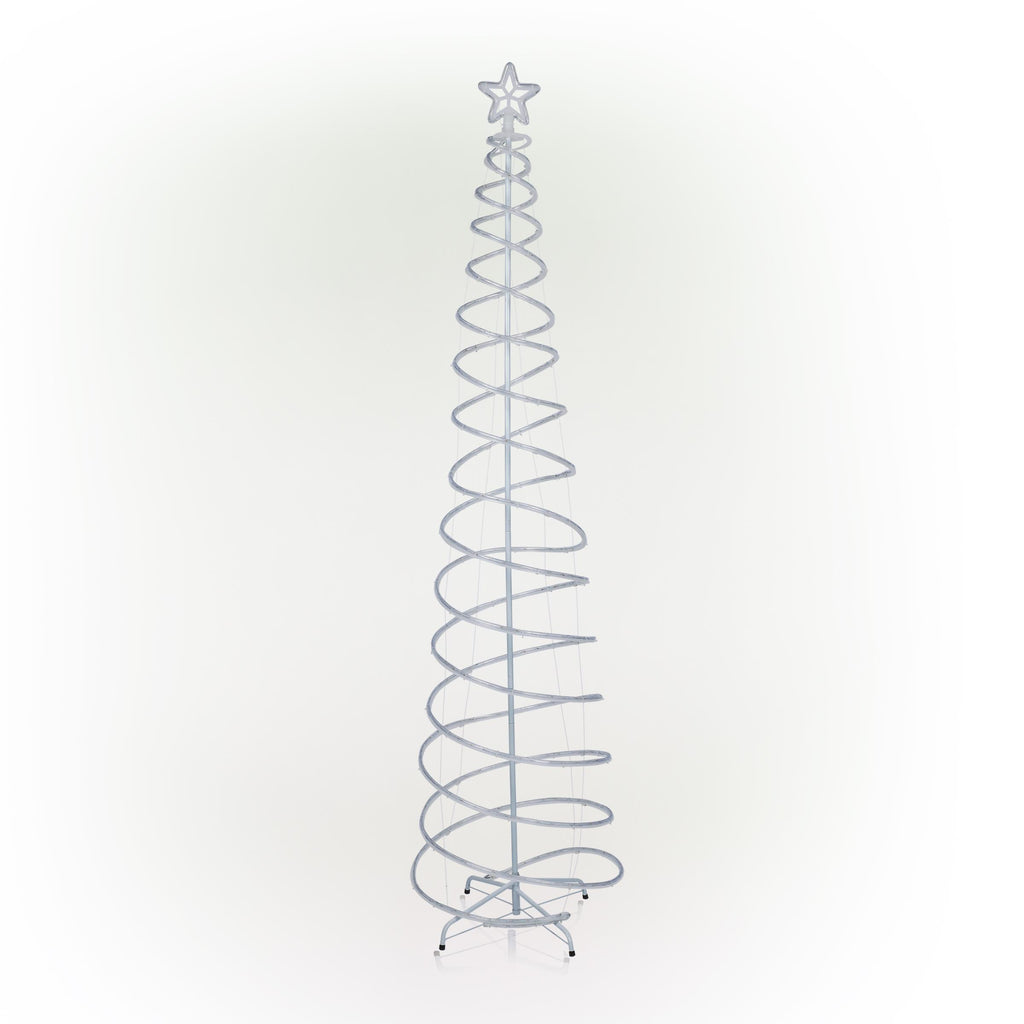 Alpine Corporation 91" Indoor/Outdoor Spiral Christmas Tree with LED Lights, White