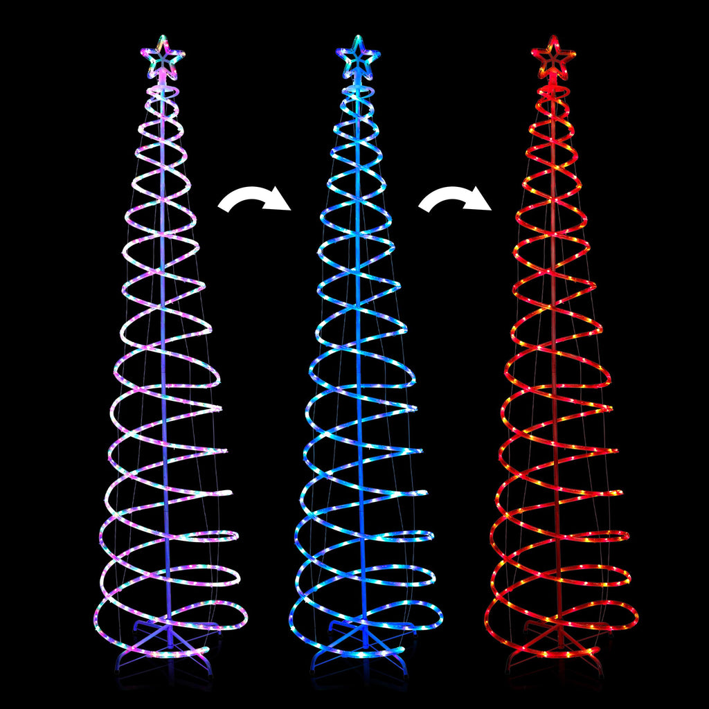 Alpine Corporation 91" Indoor/Outdoor Spiral Christmas Tree with LED Lights, White