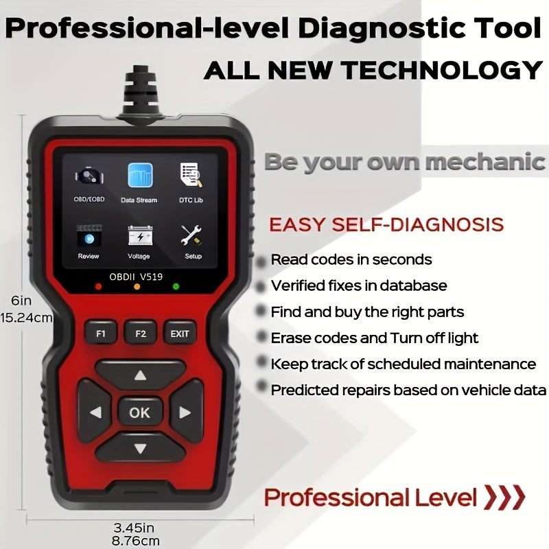 OBD2 Scanner Live Data Professional Mechanic OBDII Diagnostic Code Reader Tool For Check Engine Light V519