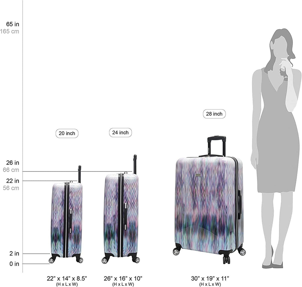 Luggage Collection - 24 Inch Scratch Resistant (ABS+PC) Hardside Mid-sized Suitcase - Durable Lightweight Bag with 8-Rolling Spinner Wheels (Diamond)