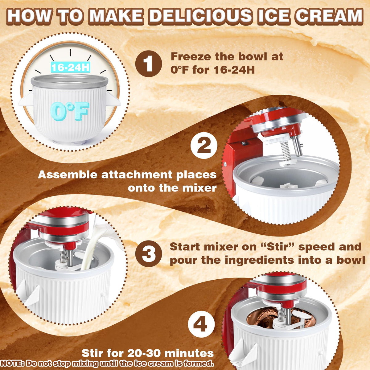 Ice Cream Maker Attachment for  Stand Mixer, Compatible with  4.5/5QT/6QT accessories and attachments, 2 Quart for  mixer attachments Frozen Yogurt/Gelato Maker