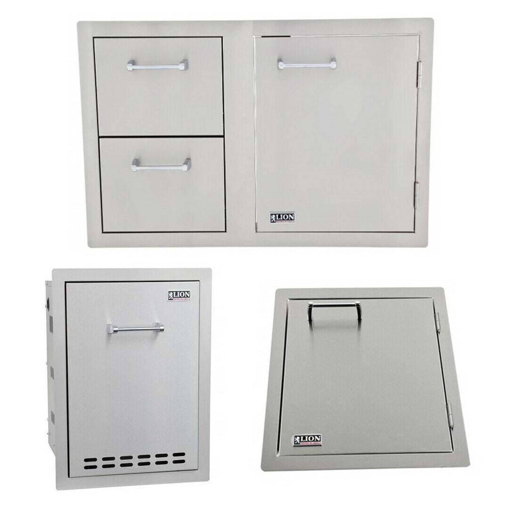 Lion BBQ Combination Door/Drawer with Multi Function Bin and Vertical Access Doo