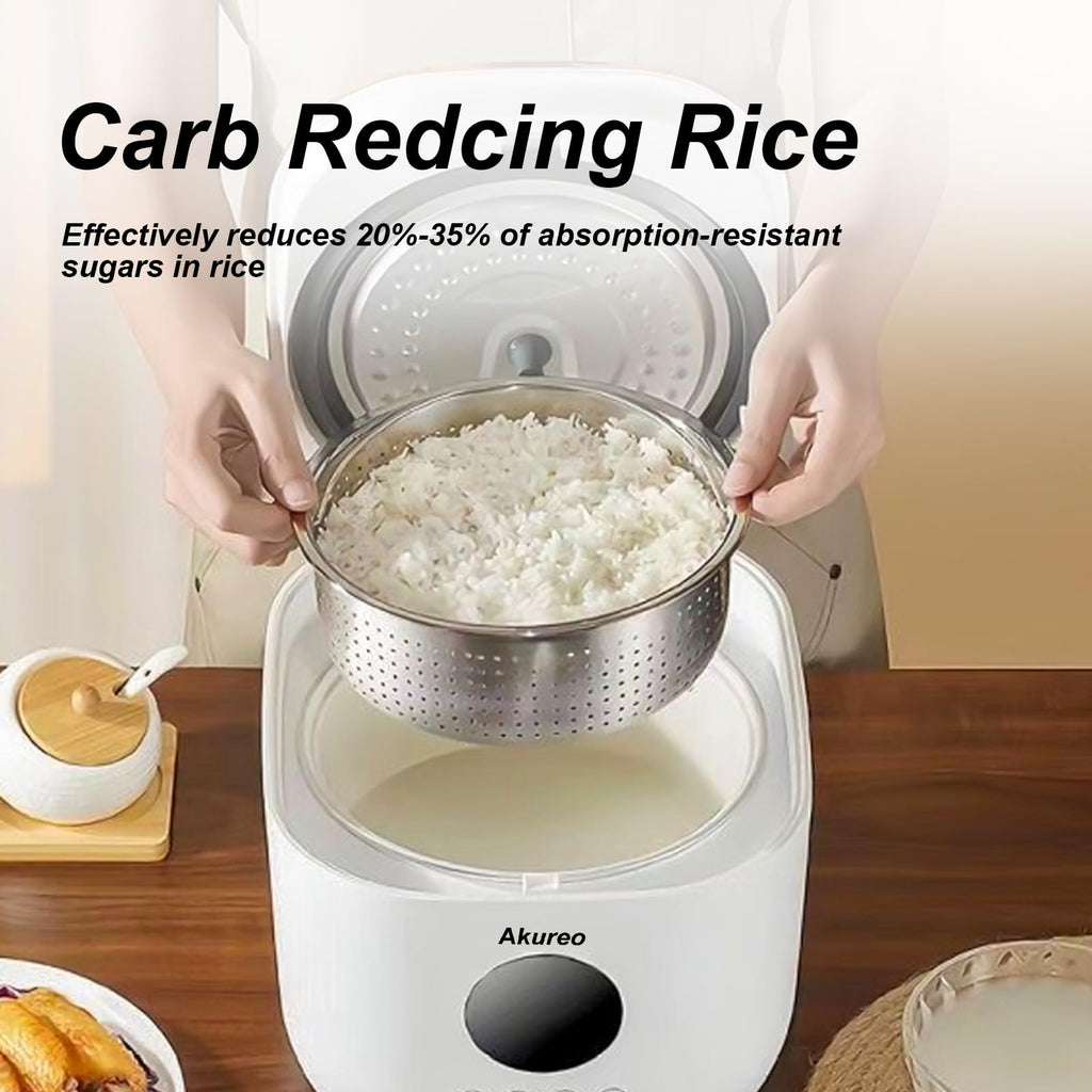 3L Healthy Low Carb Rice Cooker, Low Sugar Digital Steamer,Porridge,Soup, Rice,White Rice, Steel Filter Basket，5 CooFunctions,24H Timer & Auto Keep Warm