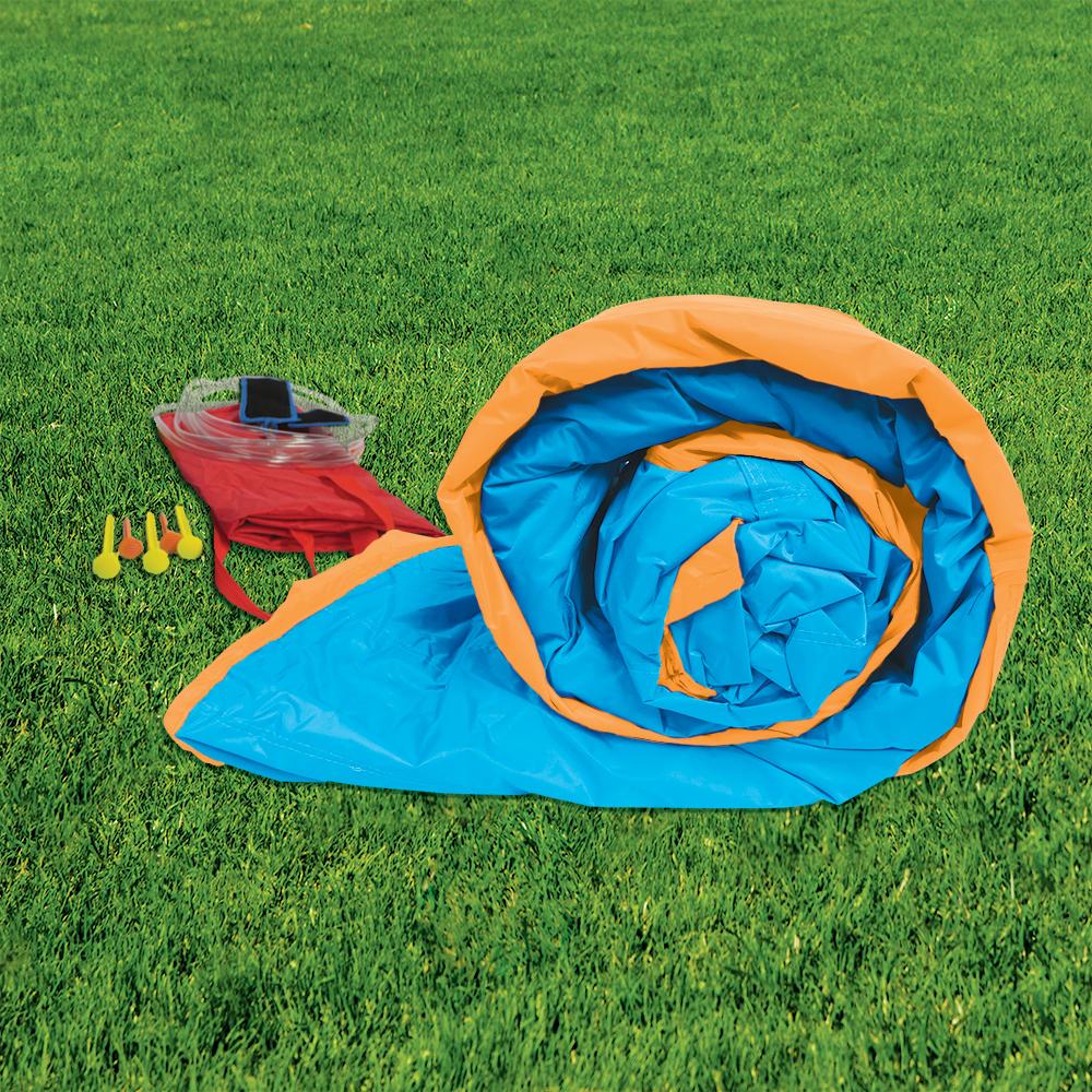 Banzai Splash 'N Blast 12 x 10.5 x 8 Ft Kids Outdoor Backyard Inflatable Water Slide Park Toy with Climbing Wall, Basketball