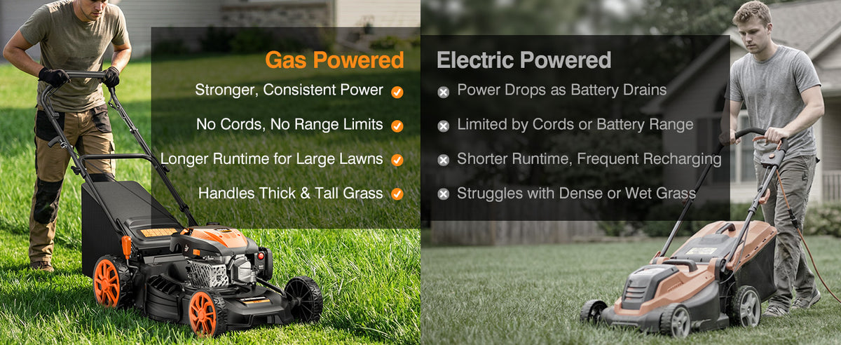 21” Self-Propelled Gas Lawn Mower, 170CC 4-in-1 Mulch/Rear Bag/Side Discharge/Rear Discharge, Foldable Gas Powered Lawn Mowers with 7-Position Cutting Height, Walk-Behind Gas Lawnmower (Yellow)