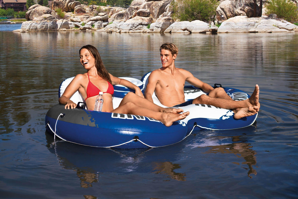 River Rat 48-Inch Inflatable Tube Raft (6 Pack) &amp; 2 Person Float (2 Pack)