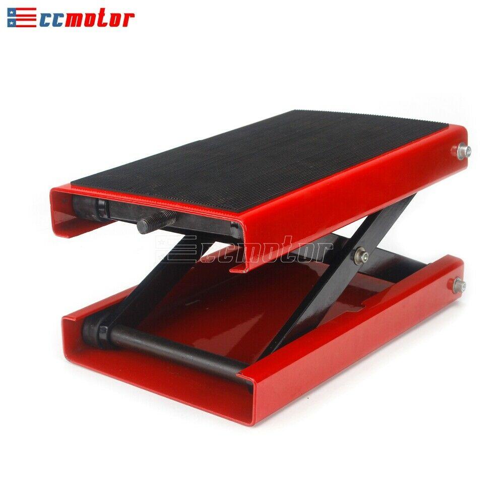 1100LB Wide Deck Motorcycle Center Scissor Lift Jack Hoist Stand Bike ATV Red