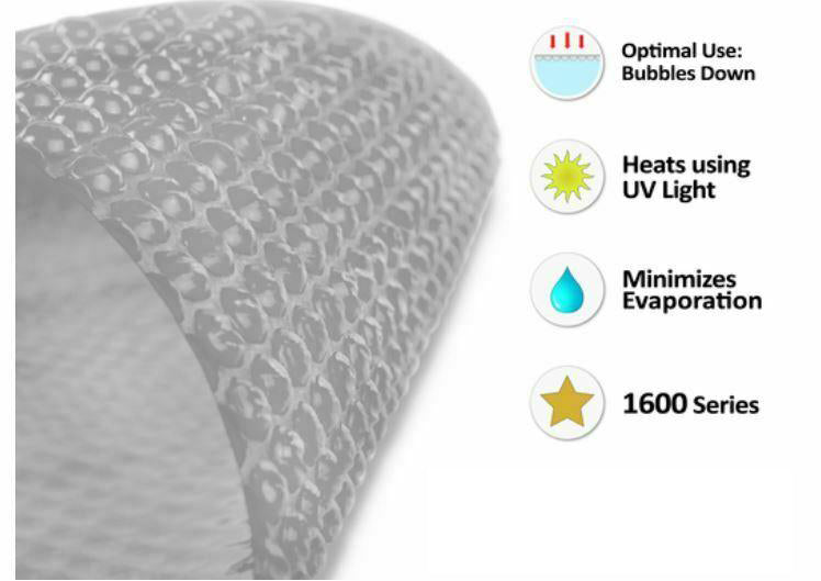 sun2solar 15' x 27' oval clear swimming pool solar blanket cover - 1600 series