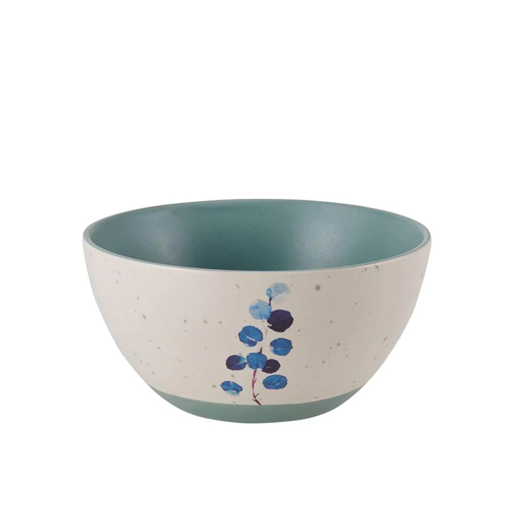 Floral Blue Set of 6 Soup Cereal Bowls, Assorted