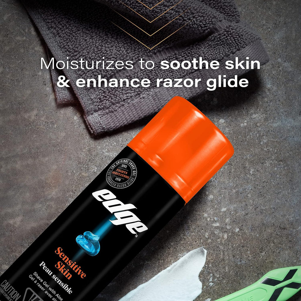 Edge Men's Sensitive Skin Formula Shave Gel with Soothing Aloe, 2.75 Ounce