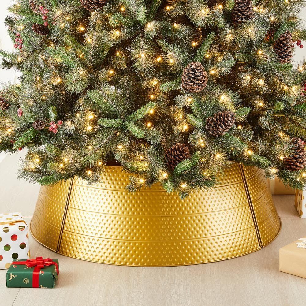 40.5 in. D Christmas Gold Hammered Metal Tree Collar (KD)