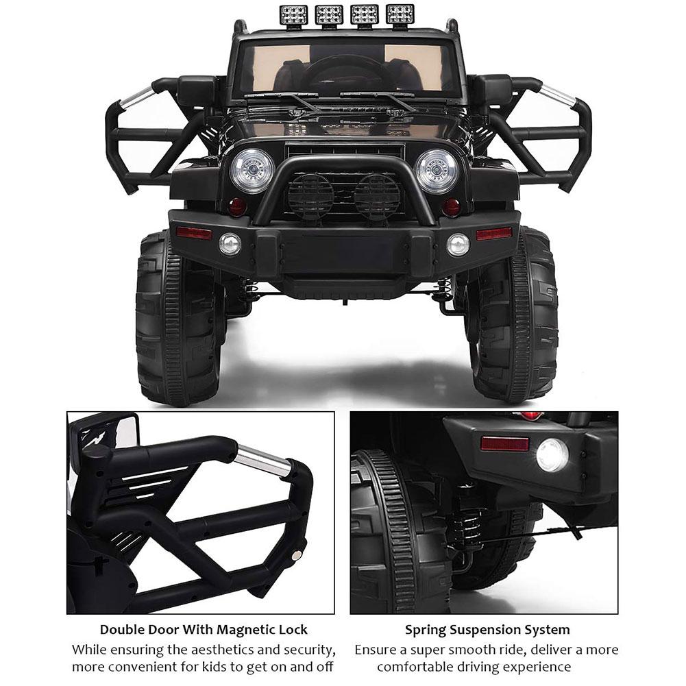 Topcobe Electric Cars for Kids, Black / Red / Pink Gift 12V Kids Ride-On Truck Car w/ Remote Control, 3 Speeds, Spring Suspension, LED Lights