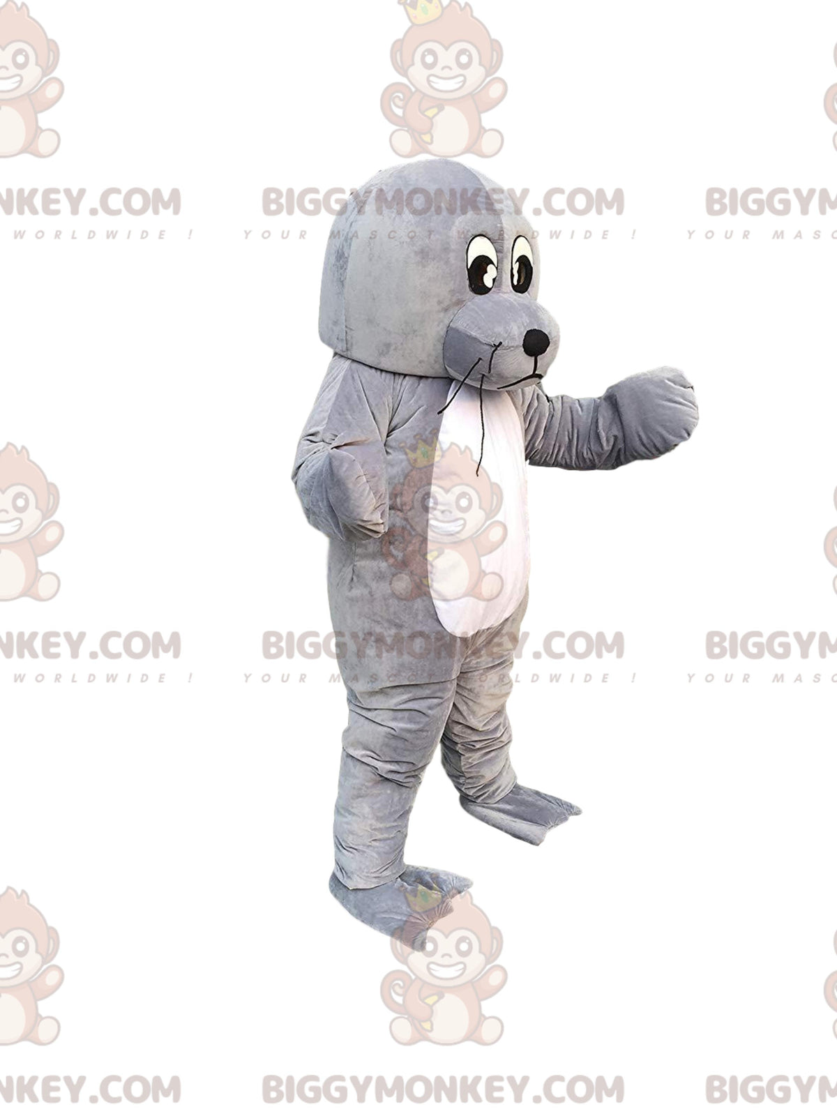BIGGYMONKEYmascot costume sea lion, giant gray sea lion, sea lion costume