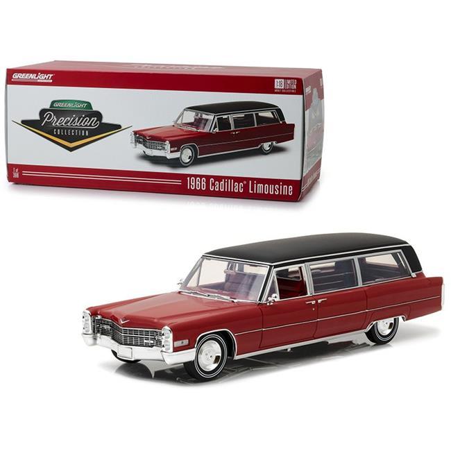 1966 Cadillac S&S Limousine Red w/Black Vinyl Top "Precision Collection" Ltd Ed 396 pcs 1/18 Diecast Car  by Greenlight