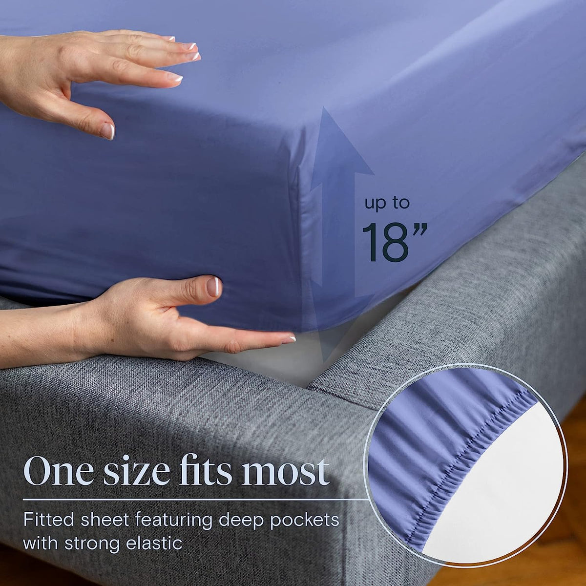 LuxClub 7 PC Split King Sheet Set Bamboo Sheets Deep Pockets 18" Eco Friendly Wrinkle Free Cooling Sheets Machine Washable Hotel Bedding Silky Soft - Violet Blue Split King