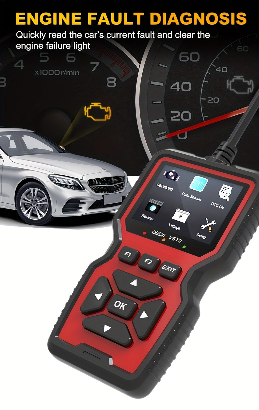 OBD2 Scanner Live Data Professional Mechanic OBDII Diagnostic Code Reader Tool For Check Engine Light V519