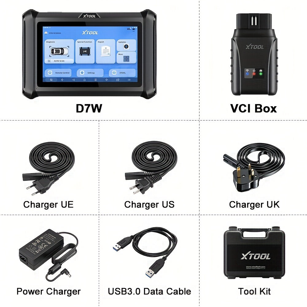 XTOOL D7W Wireless All System Car Bidirectional Scanner,  3Year Updates, ECU Coding, CAN FD&DoIP, 36+ Resets, Key Programming, Crank Sensor Relearn