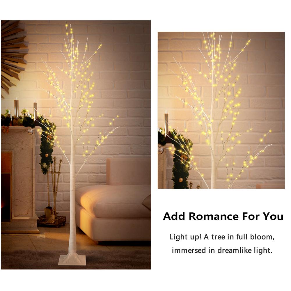 4FT 5FT 6FT Birch Tree with LED Lights, 3PCS Lights Christmas Tree, Indoor Outdoor Birch Tree Lights, LED Christmas Lights for Home Wedding Festival Party Christmas Decoration, Warm White, R3414