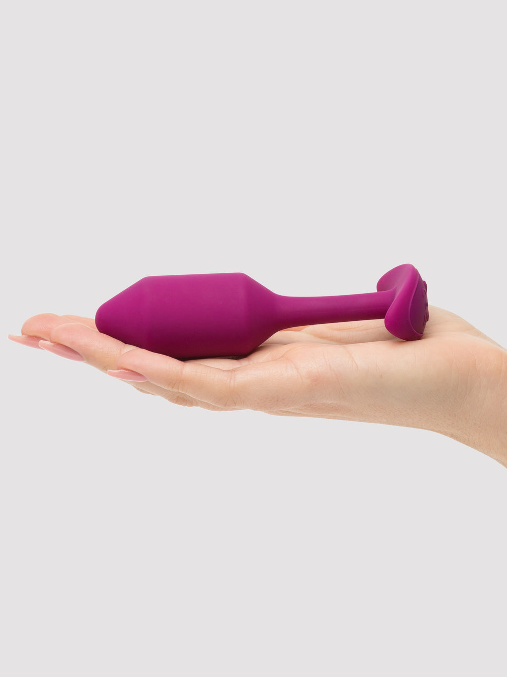 b-Vibe Vibrating Snug Plug Medium Weighted Silicone Butt Plug 3 Inch, Purple