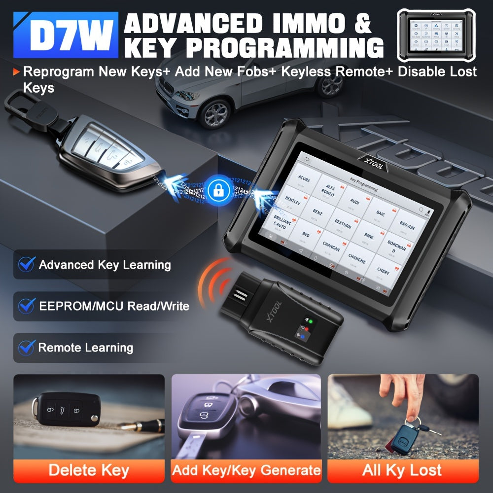 XTOOL D7W Wireless All System Car Bidirectional Scanner,  3Year Updates, ECU Coding, CAN FD&DoIP, 36+ Resets, Key Programming, Crank Sensor Relearn