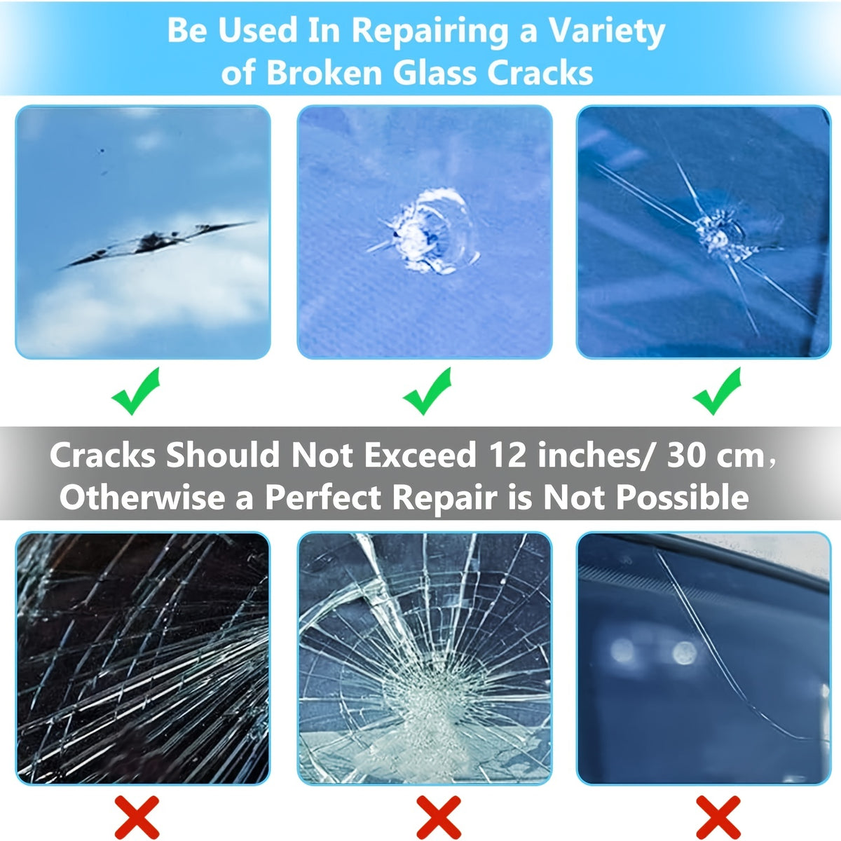 2pack Car Windshield Repair Kit: ly Fix Cracks & Scratches On Any Glass!