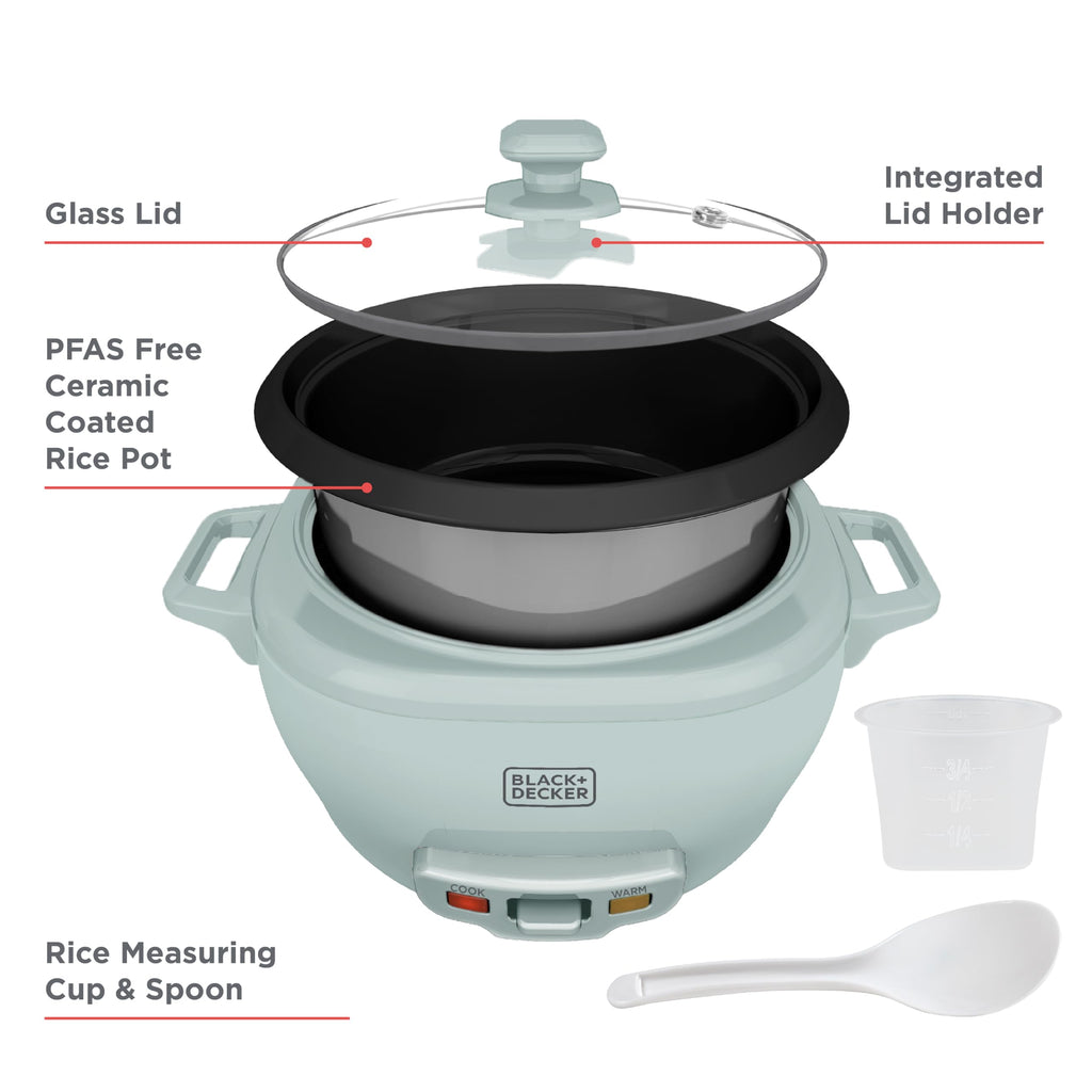 3-Cup Cooked (1.5 Cups Uncooked) Rice Cooker, Removable Nonstick Bowl, One-Touch Operation, Surf Spray