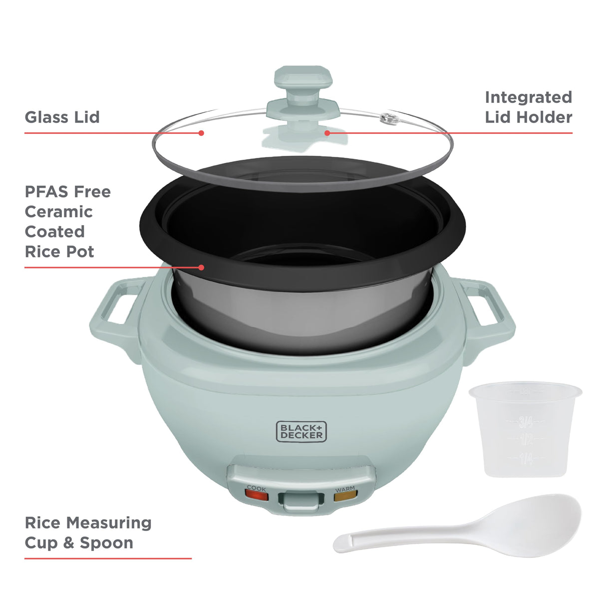 3-Cup Cooked (1.5 Cups Uncooked) Rice Cooker, Removable Nonstick Bowl, One-Touch Operation, Surf Spray