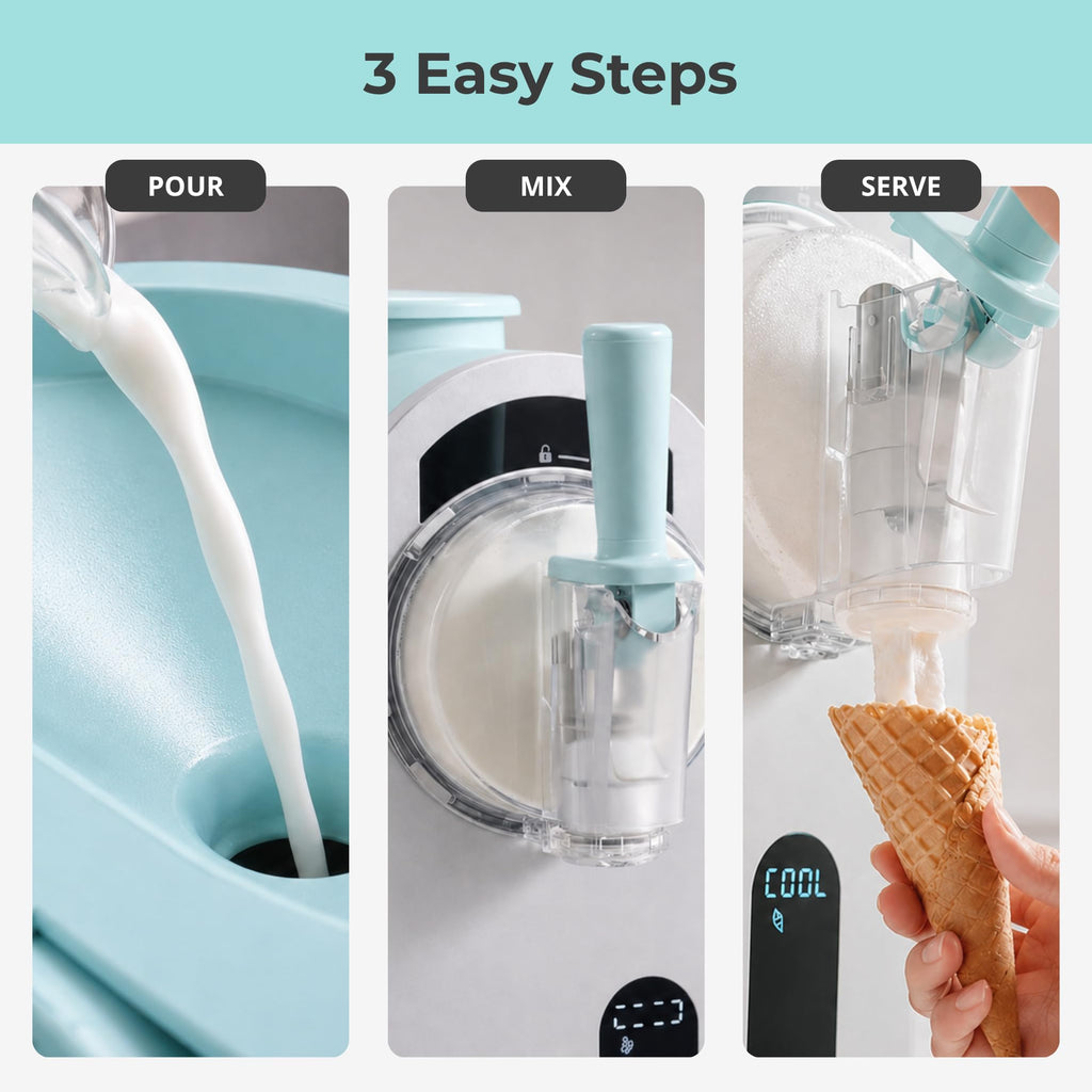 7-in-1 Soft Serve Ice Cream and Slushy Machine, 1.6 Quarts, with -in Compressor, Self-Cleaning Mode, LCD Touch Control, and Adjustable Firmness, (Turquoise)
