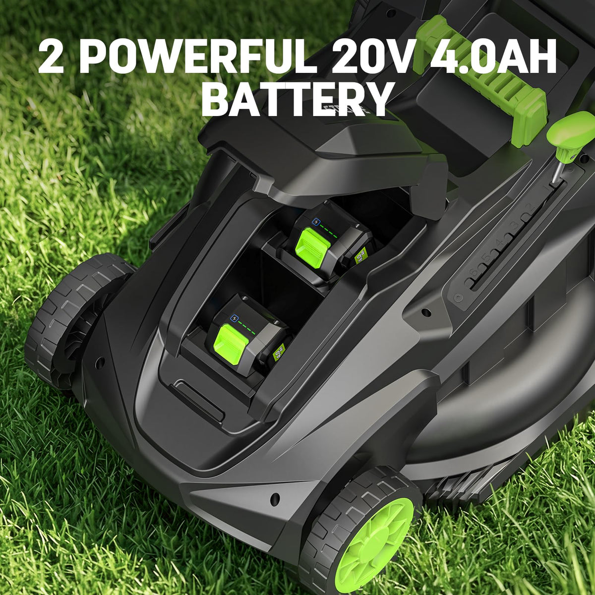 40V 17 Inch Electric Lawn Mower Cordless, Brushless Motor, 6-Position Height Adjustment, 2-in-1 Bagging &amp; Mulching, Includes 2 x 4.0Ah Batteries and Battery Charger