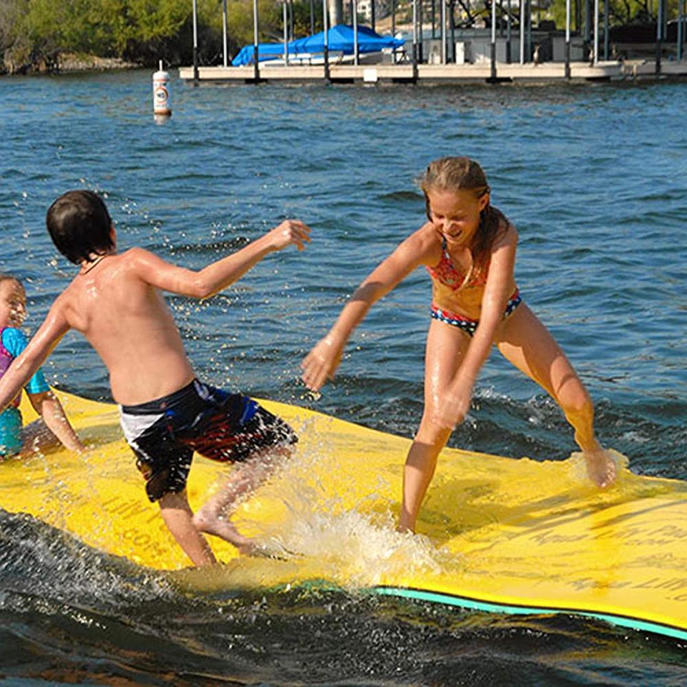 Aqua Lily Pad 20 Foot Bullfrog Water Playground Floating Foam Island Bundle with Mesh Vented Nylon Storage Bag for 16, 20, and