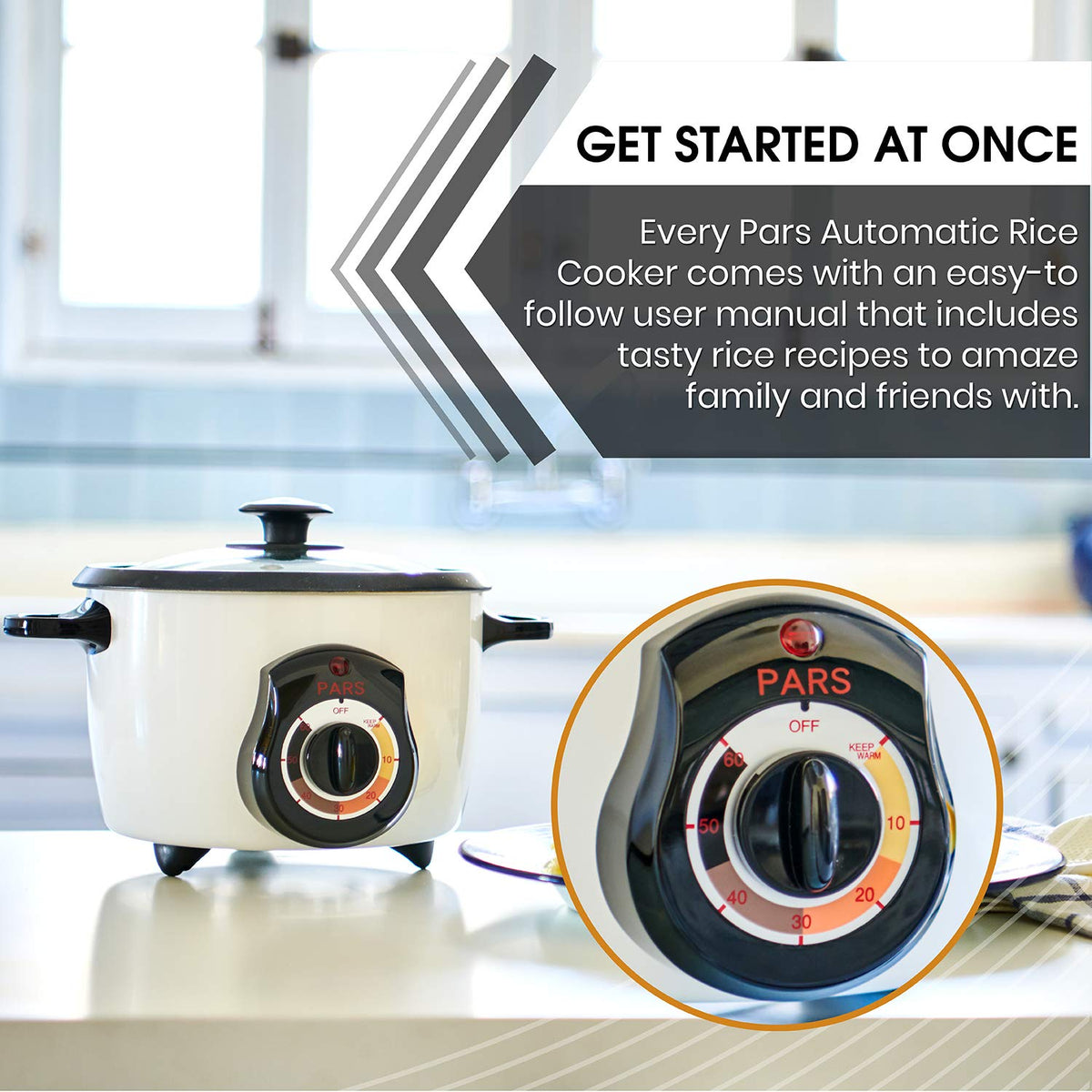 Automatic Persian Rice Cooker - Tahdig Rice Maker Perfect Rice Crust, 5 Cup