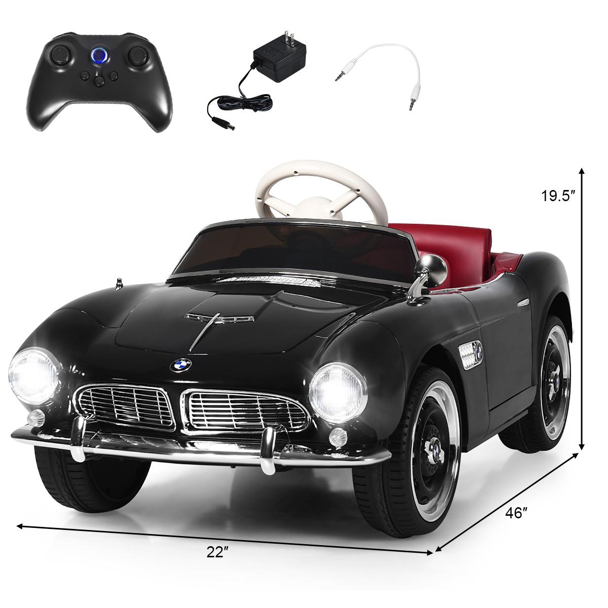 12V BMW 507 Licensed Electric Kids Ride On Retro Car RC w/Music & Lights BlackWhite