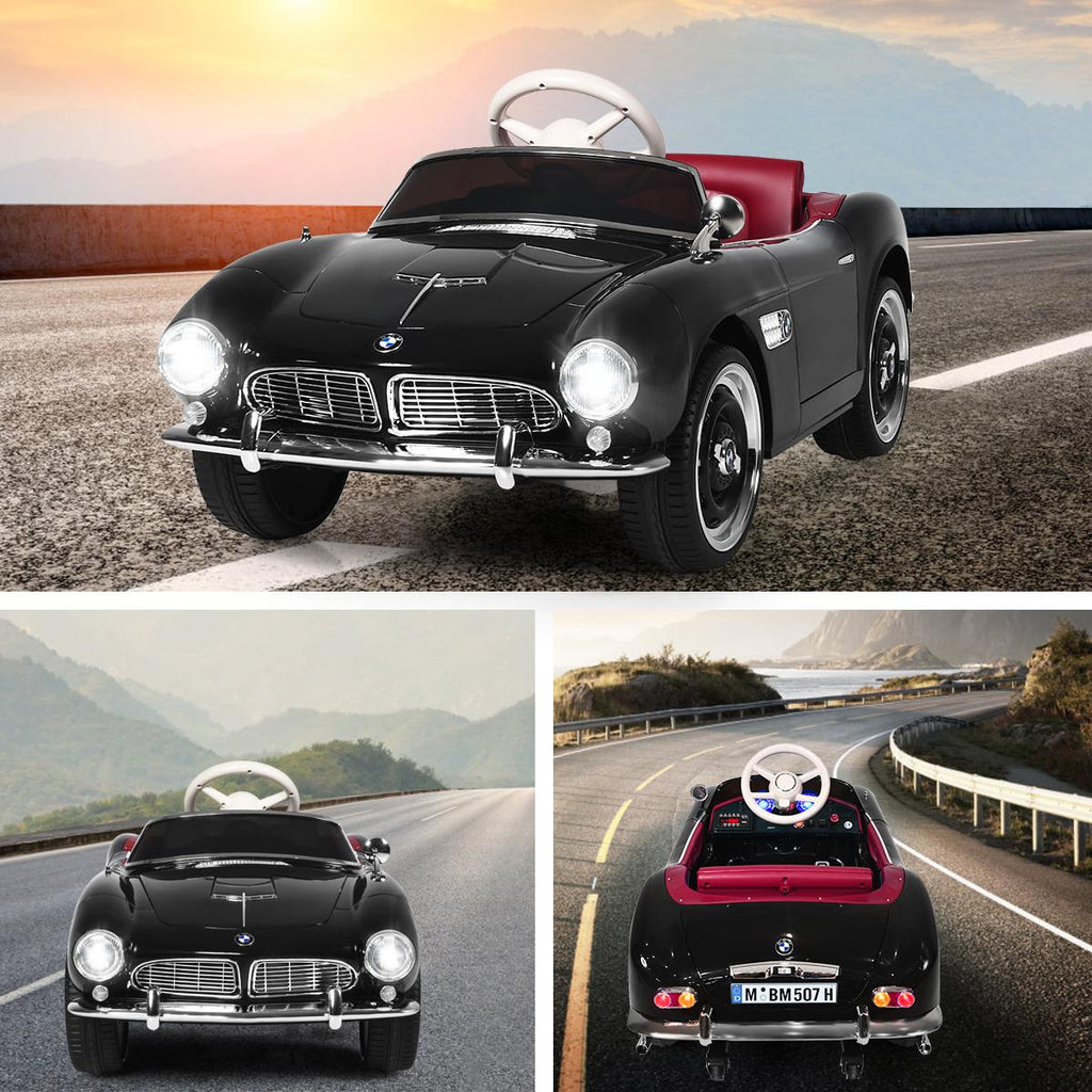 12V BMW 507 Licensed Electric Kids Ride On Retro Car RC w/Music & Lights BlackWhite