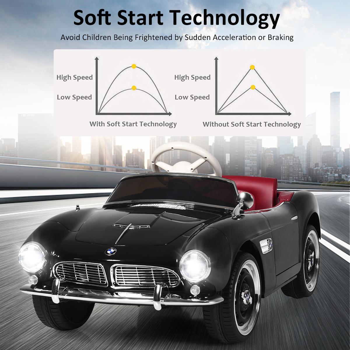 12V BMW 507 Licensed Electric Kids Ride On Retro Car RC w/Music & Lights BlackWhite