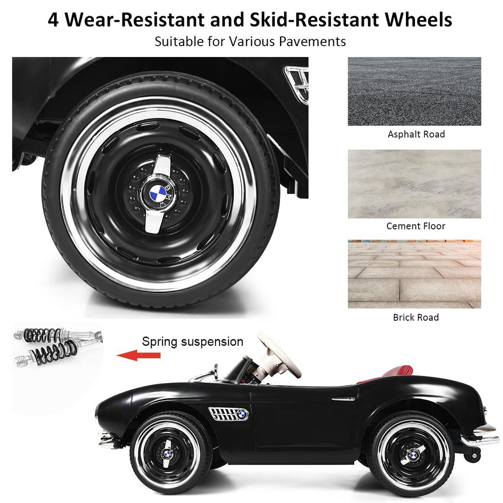 12V BMW 507 Licensed Electric Kids Ride On Retro Car RC w/Music & Lights BlackWhite