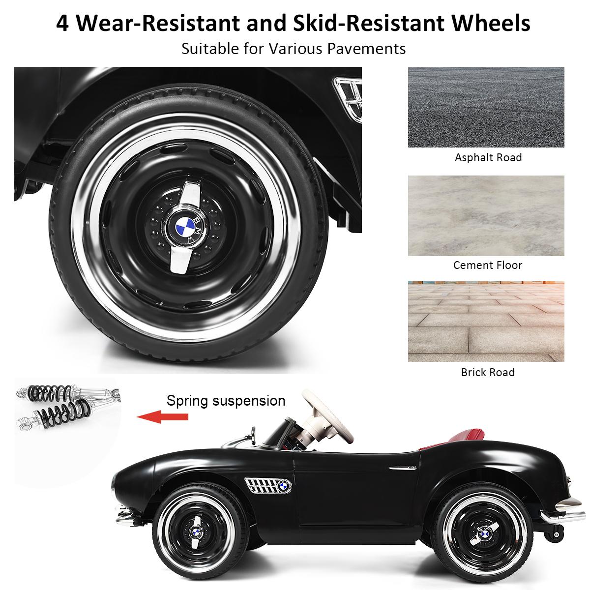 12V BMW 507 Licensed Electric Kids Ride On Retro Car RC w/Music & Lights BlackWhite