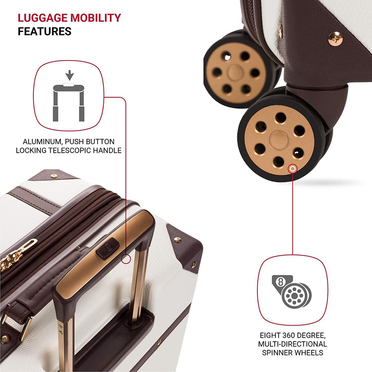 7739 Hardside Luggage Trunk with Spinner Wheels, White, 2-Piece Set (19/26)