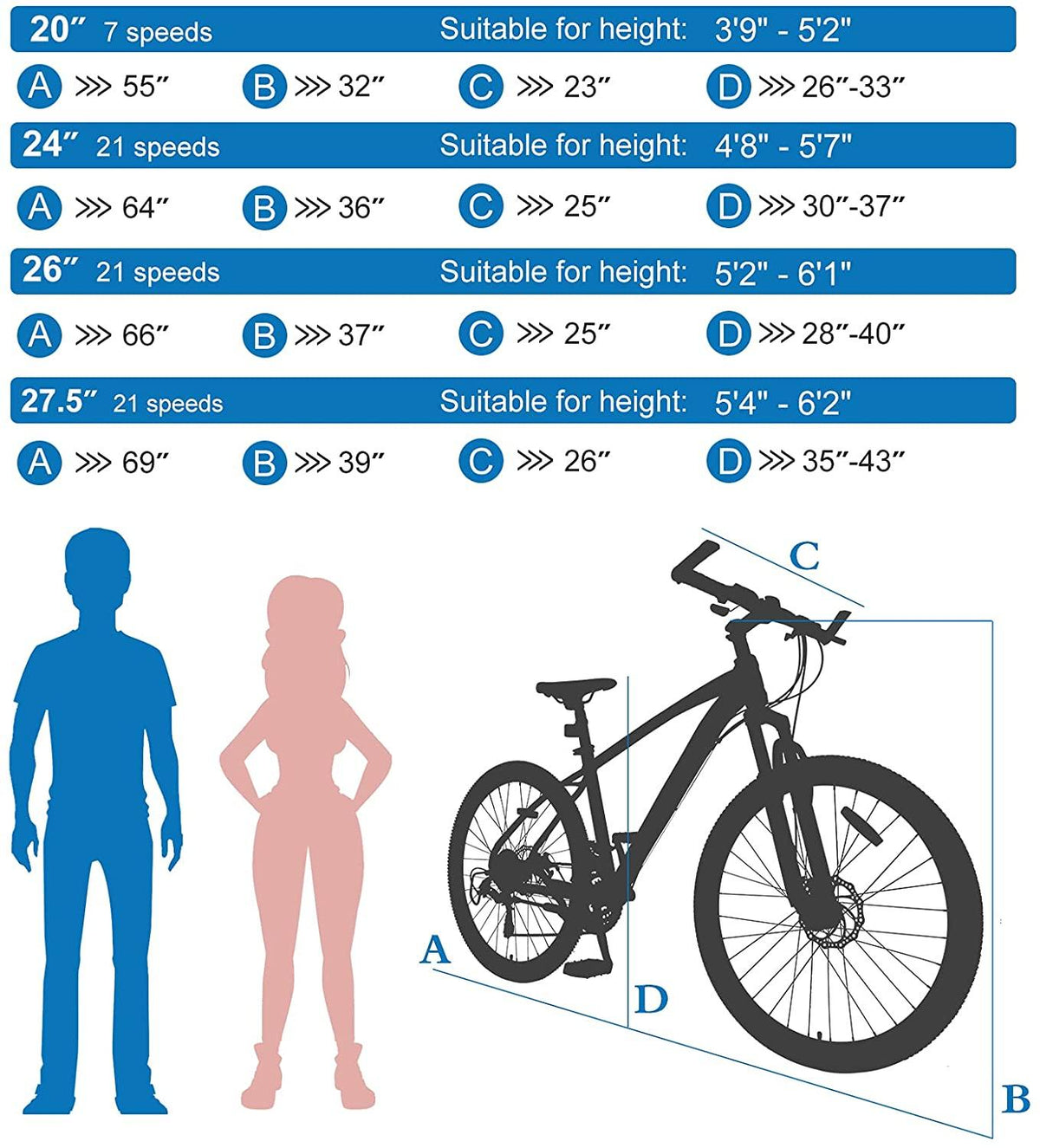 MOONCOOL Adult Mountain Bikes 20/24/ 26 Inch Mountain Bicycle, Disc Brakes Suspension Front Fork, 7-21 Speeds Options, Aluminum and Steel Frame Options, Mountain Bike for Adults Mens Womens